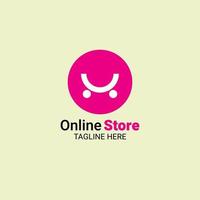 Professional online shop logo with a very simple and elegant shape in solid magenta color vector