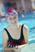 happy child on swimming pool photo