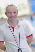 children group  at swimming pool photo