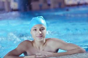 happy child on swimming pool photo