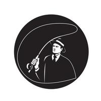 Mobster Suit Tie Casting Fly Rod Circle Retro vector