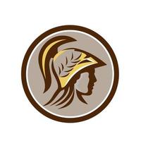 Minerva Head Helmet Circle Retro vector