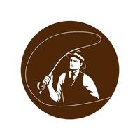 Mobster Gangster Fly Fisherman Circle Retro vector