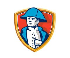 Napoleon Bonaparte Bicorn Hat Shield Retro vector