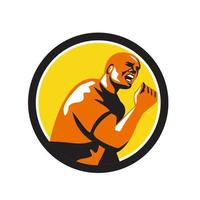 Man Fist Pump Low Angle Retro vector