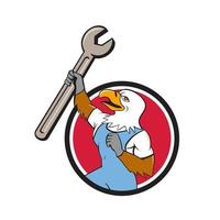 Bald Eagle Mechanic Spanner Circle Cartoon vector