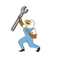 Mechanic Bald Eagle Spanner Standing Cartoon vector
