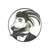 Goat Beard Tie Tuxedo Circle Drawing vector