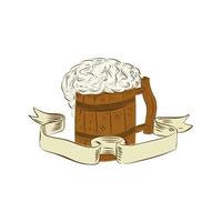 dibujo de espuma de jarra de cerveza medieval vector