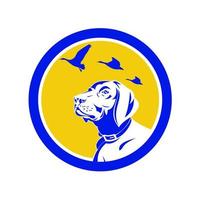 English Pointer Dog Head Looking Up Circle Retro vector