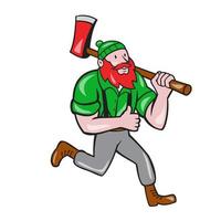 Paul Bunyan Lumberjack Axe Running Cartoon vector