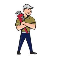 Plumber Arms Crossed Standing Cartoon vector