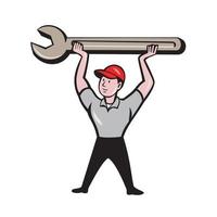 Mechanic Lifting Wrench Isolated Cartoon vector