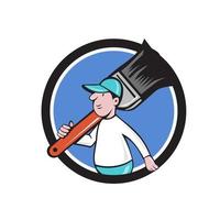 House Painter Paintbrush Walking Circle Cartoon vector