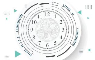 Abstract technology analog clock face on white background.Timer vector wallpaper concept.