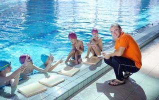 happy child on swimming pool photo