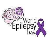 World Epilepsy Day, symbolic image of the brain, ribbons and themed inscription vector