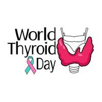 World Thyroid Day, schematic representation of the thyroid gland and the symbolic ribbon vector