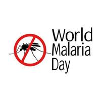 día mundial de la malaria, silueta de mosquito y señal de prohibición para pancarta o afiche vector