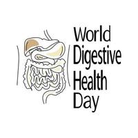 World Digestive Health Day, schematic representation of individual elements of the digestive system, human internal organs for poster or banner vector