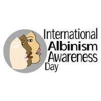 International Albinism Awareness Day, faces in profile for poster or banner vector