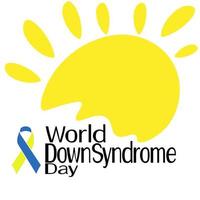 World Down Syndrome Day, Symbolic sun, two-color ribbon and themed inscription, for poster design, etc. vector