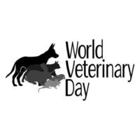 día mundial de la veterinaria, siluetas de varios animales, para una postal o un afiche temático vector