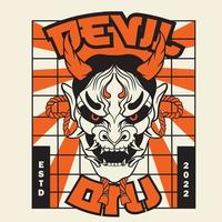 Oni japanese devil mask, Vector illustration