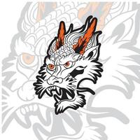 A Dragon head logo. This is vector illustration ideal for a mascot and tattoo or T-shirt graphic.