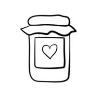 Hand Drawn Mason Jar. Sketch Jar with lid. Vector outline doodle illustration isolated on white