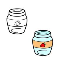 Hand Drawn Mason Jar. Sketch Jar with lid. Vector outline doodle and flat illustration isolated on white