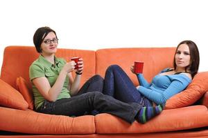 Coffee time on sofa photo