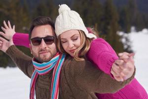 romantic young couple on winter vacation photo