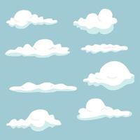Cartoon clouds isolated on blue sky background vector collection.