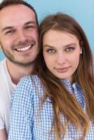 couple isolated on blue Background photo