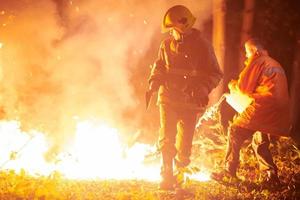 Firefighter in action photo