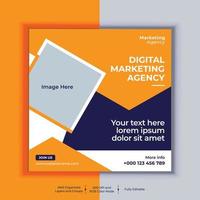 Digital Marketing Agency Corporate Social Media Post Banner Design, Modern Layout Vector Template, Set of Two Professional Business Square Banner Design