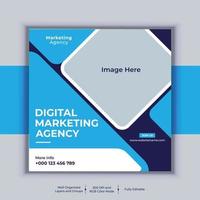 Digital Marketing Agency Corporate Social Media Post Banner Design, Modern Layout Vector Template, Set of Two Professional Business Square Banner Design