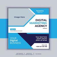 Digital Marketing Agency Corporate Social Media Post Banner Design, Modern Layout Vector Template, Set of Two Professional Business Square Banner Design