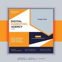 Digital Marketing Agency Corporate Social Media Post Banner Design, Modern Layout Vector Template, Set of Two Professional Business Square Banner Design