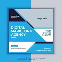 Digital Marketing Agency Corporate Social Media Post Banner Design, Modern Layout Vector Template, Set of Two Professional Business Square Banner Design