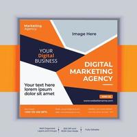 Digital Marketing Agency Corporate Social Media Post Banner Design, Modern Layout Vector Template, Set of Two Professional Business Square Banner Design