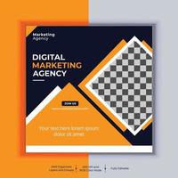 Digital Marketing Agency Corporate Social Media Post Banner Design, Modern Layout Vector Template, Set of Two Professional Business Square Banner Design