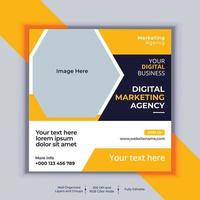 Digital Marketing Agency Corporate Social Media Post Banner Design, Modern Layout Vector Template, Set of Two Professional Business Square Banner Design