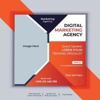 Digital Marketing Agency Corporate Social Media Post Banner Design, Modern Layout Vector Template, Set of Two Professional Business Square Banner Design