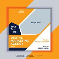 Digital Marketing Agency Corporate Social Media Post Banner Design, Modern Layout Vector Template, Set of Two Professional Business Square Banner Design