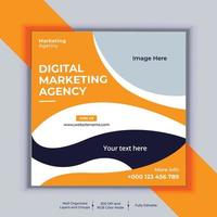 Digital Marketing Agency Corporate Social Media Post Banner Design, Modern Layout Vector Template, Set of Two Professional Business Square Banner Design