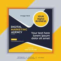 Digital Marketing Agency Corporate Social Media Post Banner Design, Modern Layout Vector Template, Set of Two Professional Business Square Banner Design