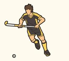 jugador masculino del deporte del hockey sobre césped de dibujos animados vector