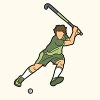 Field Hockey Sport Player Male Action Graphic Vector